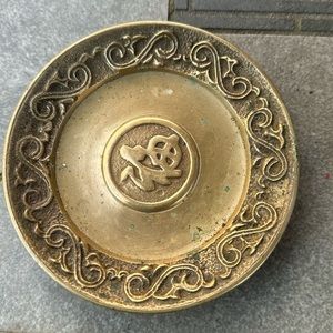 Vintage Chinese Bronze Or Brass Round Plate Dish Charger